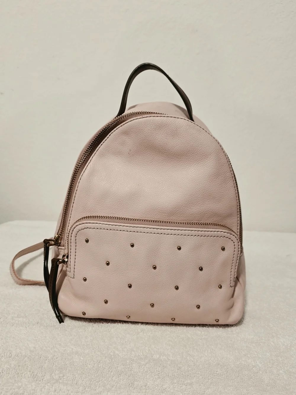 Fossil Blush Pink Mini Backpack with Studded Front Pocket